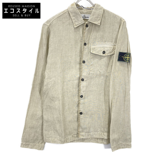 STONE ISLAND ストーンアイランド 561510501 ﾍﾞｰｼﾞｭ ﾘﾈﾝ ﾛﾝｸﾞｽﾘｰﾌﾞｼｬﾂ トップス S