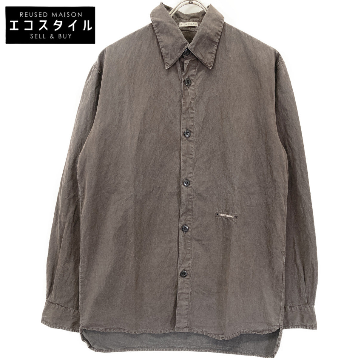 STONE ISLAND ストーンアイランド 31151514 ﾌﾞﾗｳﾝ ｵｰﾊﾞｰﾀﾞｲ ﾀｲﾌﾟﾗｲﾀｰｺｯﾄﾝｼｬﾂ トップス S