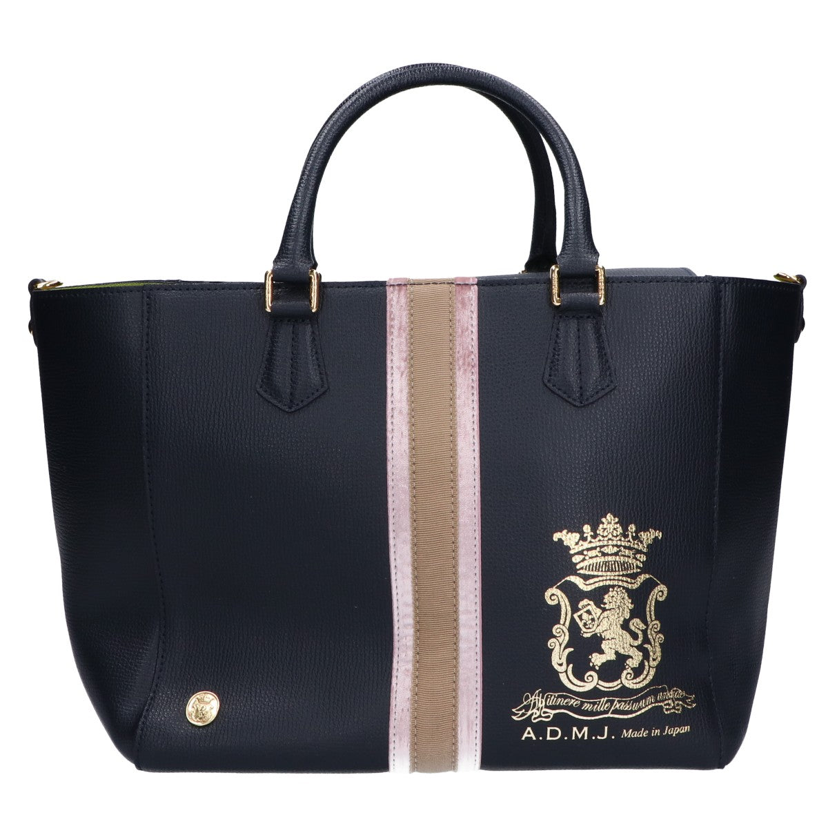 A.D.M.J. Accessoires De Mademoiselle ADMJ 【美品】撥水イタリアンレザー センターリボンモチーフ トートバッグ