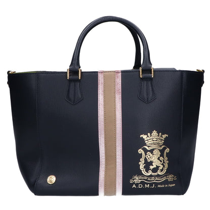A.D.M.J. Accessoires De Mademoiselle ADMJ 【美品】撥水イタリアンレザー センターリボンモチーフ トートバッグ
