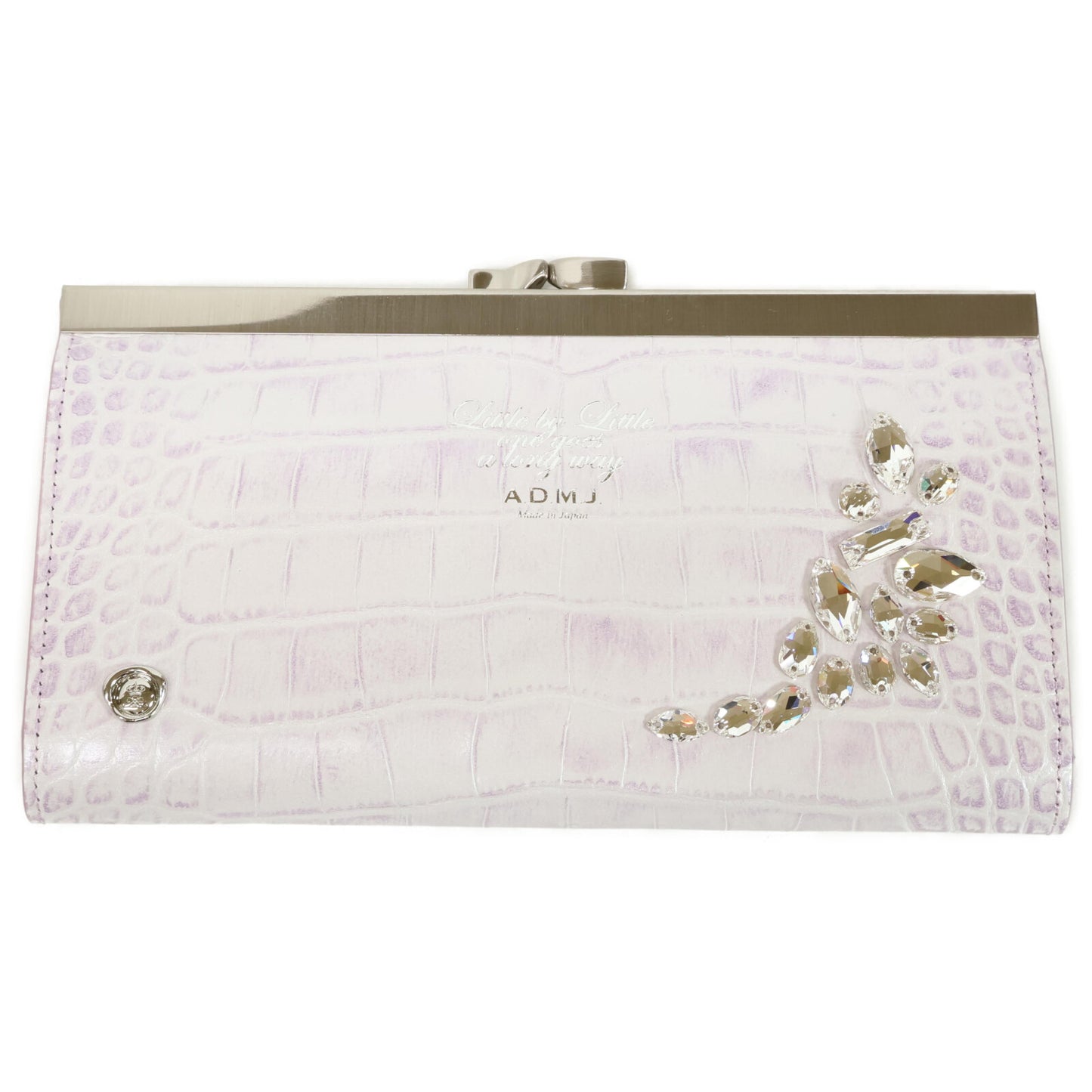 A.D.M.J. Accessoires De Mademoiselle ADMJ 【美品】牛革クロコダイル型押し クリスタル がま口 ロングウォレット 長財布（小銭入れあり）