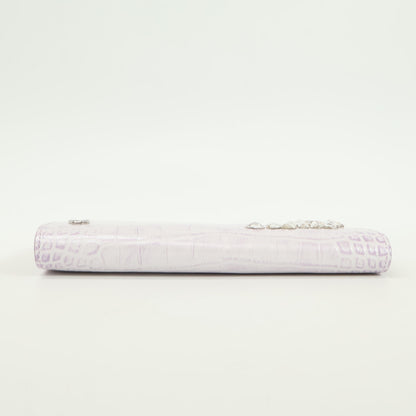 A.D.M.J. Accessoires De Mademoiselle ADMJ 【美品】牛革クロコダイル型押し クリスタル がま口 ロングウォレット 長財布（小銭入れあり）
