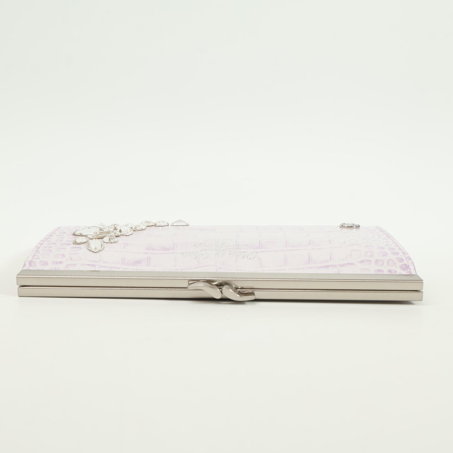 A.D.M.J. Accessoires De Mademoiselle ADMJ 【美品】牛革クロコダイル型押し クリスタル がま口 ロングウォレット 長財布（小銭入れあり）