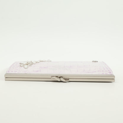 A.D.M.J. Accessoires De Mademoiselle ADMJ 【美品】牛革クロコダイル型押し クリスタル がま口 ロングウォレット 長財布（小銭入れあり）