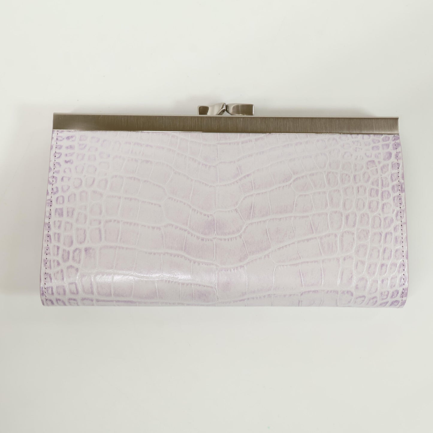 A.D.M.J. Accessoires De Mademoiselle ADMJ 【美品】牛革クロコダイル型押し クリスタル がま口 ロングウォレット 長財布（小銭入れあり）