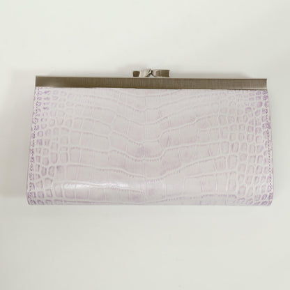 A.D.M.J. Accessoires De Mademoiselle ADMJ 【美品】牛革クロコダイル型押し クリスタル がま口 ロングウォレット 長財布（小銭入れあり）