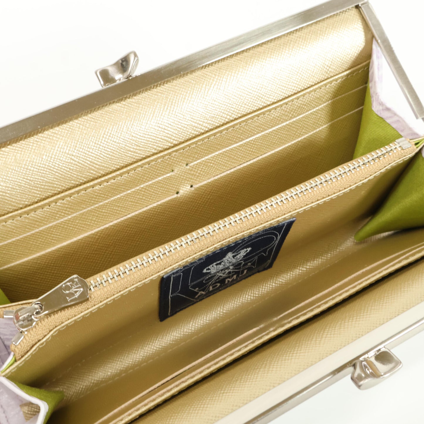 A.D.M.J. Accessoires De Mademoiselle ADMJ 【美品】牛革クロコダイル型押し クリスタル がま口 ロングウォレット 長財布（小銭入れあり）