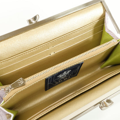 A.D.M.J. Accessoires De Mademoiselle ADMJ 【美品】牛革クロコダイル型押し クリスタル がま口 ロングウォレット 長財布（小銭入れあり）