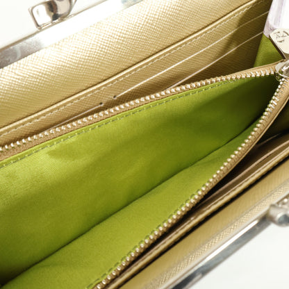 A.D.M.J. Accessoires De Mademoiselle ADMJ 【美品】牛革クロコダイル型押し クリスタル がま口 ロングウォレット 長財布（小銭入れあり）