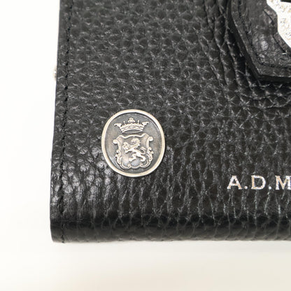 A.D.M.J. Accessoires De Mademoiselle ADMJ 【美品】牛革シュリンク型押し アールデコ がま口 スモールウォレット 二つ折り財布（小銭入れあり）