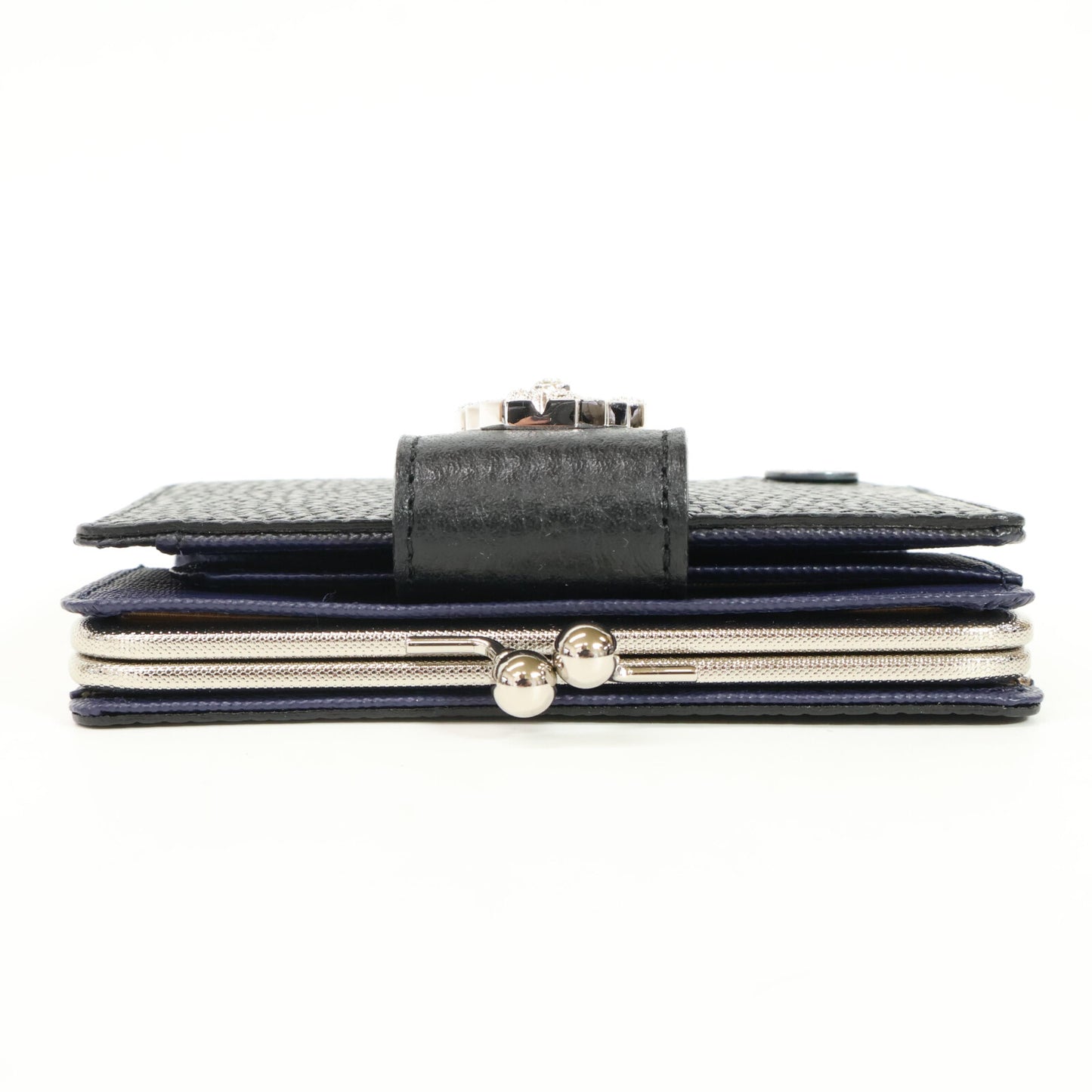 A.D.M.J. Accessoires De Mademoiselle ADMJ 【美品】牛革シュリンク型押し アールデコ がま口 スモールウォレット 二つ折り財布（小銭入れあり）