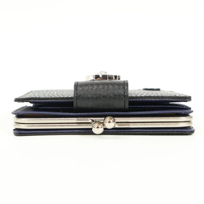 A.D.M.J. Accessoires De Mademoiselle ADMJ 【美品】牛革シュリンク型押し アールデコ がま口 スモールウォレット 二つ折り財布（小銭入れあり）