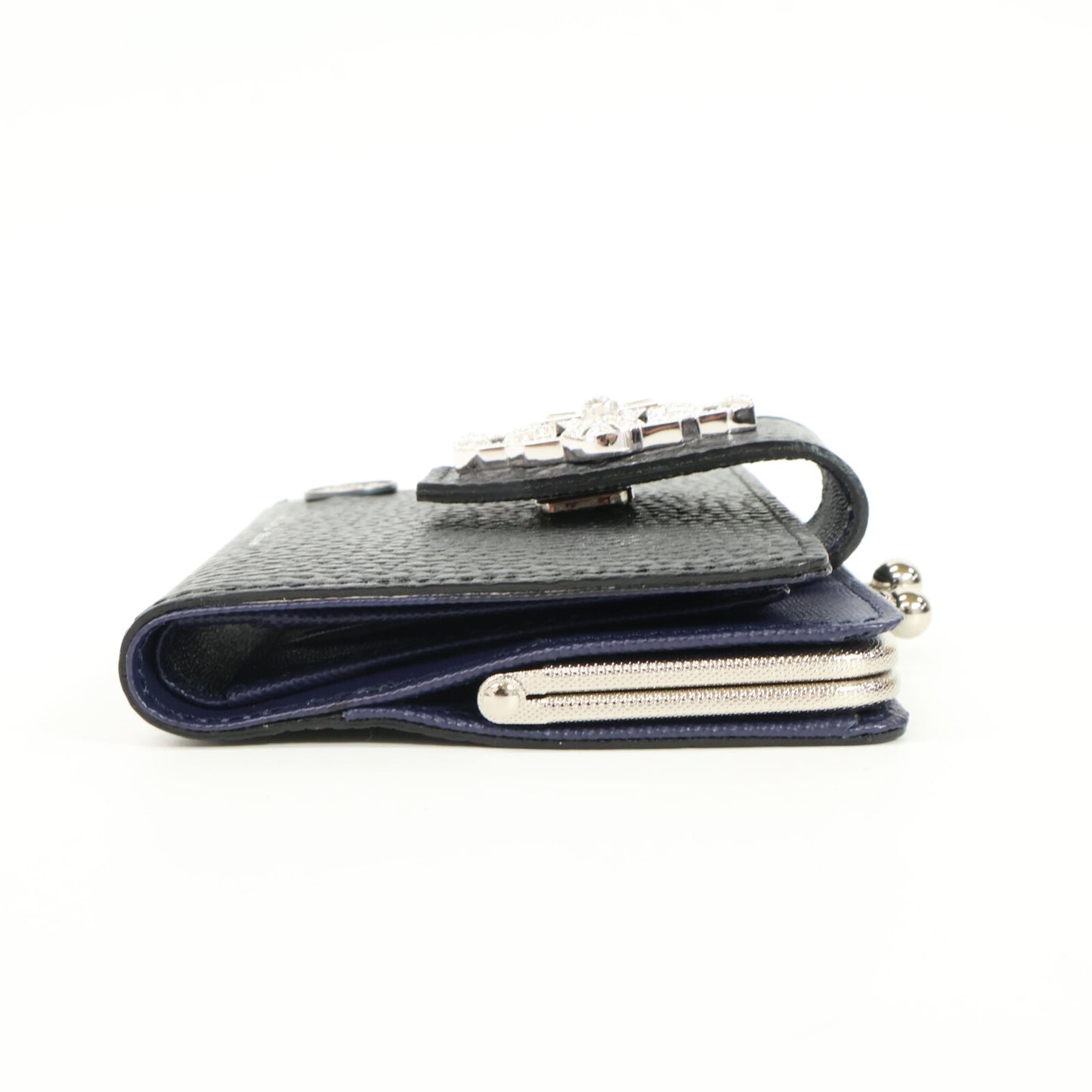 A.D.M.J. Accessoires De Mademoiselle ADMJ 【美品】牛革シュリンク型押し アールデコ がま口 スモールウォレット 二つ折り財布（小銭入れあり）