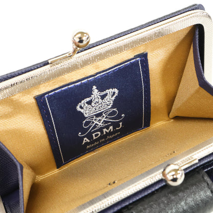 A.D.M.J. Accessoires De Mademoiselle ADMJ 【美品】牛革シュリンク型押し アールデコ がま口 スモールウォレット 二つ折り財布（小銭入れあり）