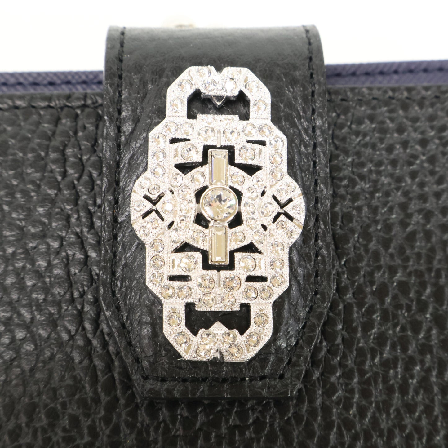 A.D.M.J. Accessoires De Mademoiselle ADMJ 【美品】牛革シュリンク型押し アールデコ がま口 スモールウォレット 二つ折り財布（小銭入れあり）