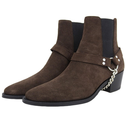 CELINE セリーヌ 未使用 スエード カマルグバイカーチェルシーブーツ シューズ メンズ ダークブラウン 40 シューズ 40