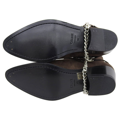 CELINE セリーヌ 未使用 スエード カマルグバイカーチェルシーブーツ シューズ メンズ ダークブラウン 40 シューズ 40