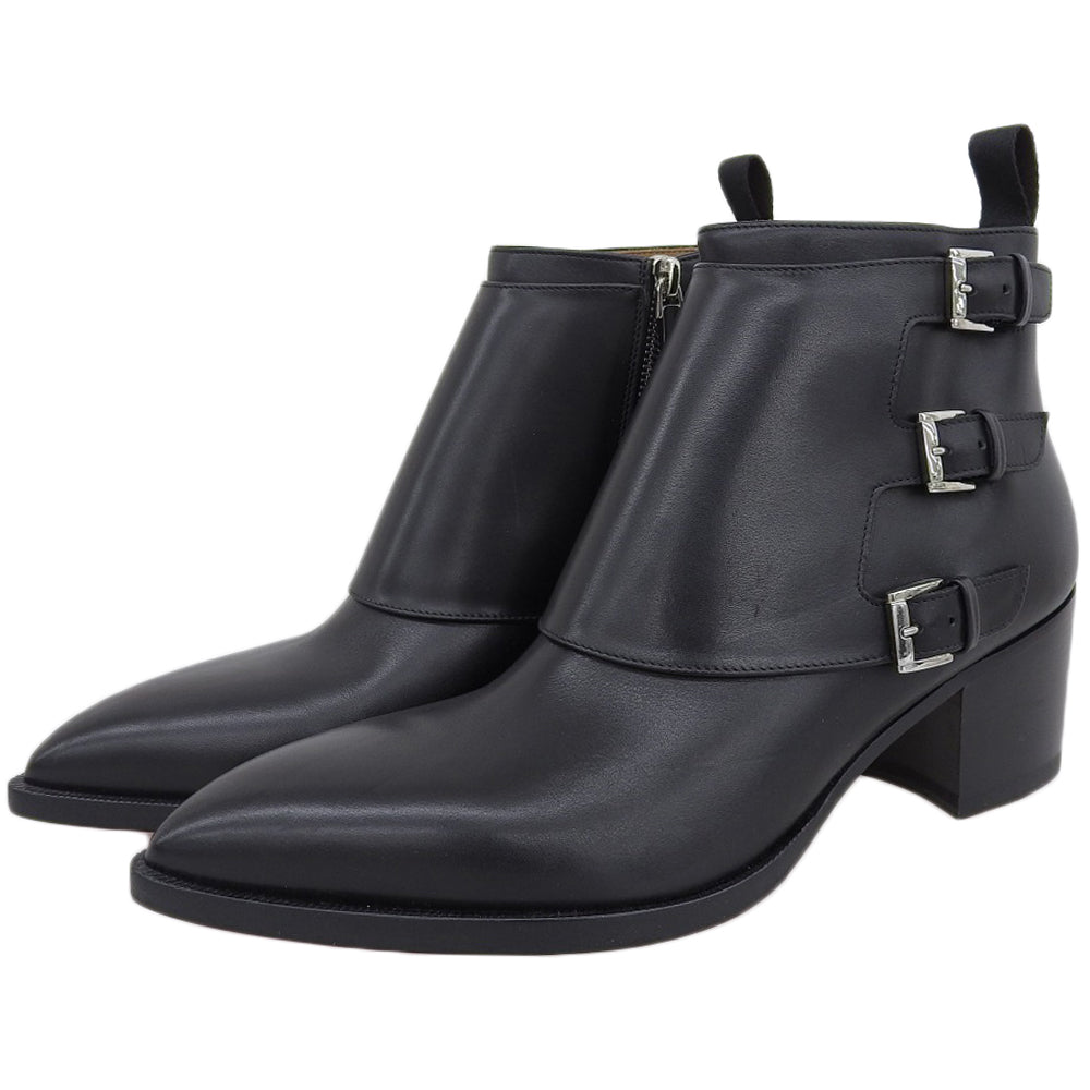 Christian Louboutin クリスチャンルブタン 新品同様 トリプルモンク ストラップ レザー ショート ブーツ シューズ メンズ ブラック 40 シューズ 40