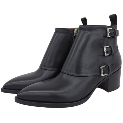 Christian Louboutin クリスチャンルブタン 新品同様 トリプルモンク ストラップ レザー ショート ブーツ シューズ メンズ ブラック 40 シューズ 40