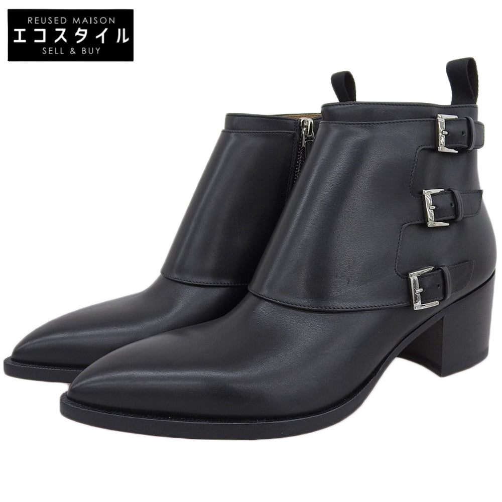 Christian Louboutin クリスチャンルブタン 新品同様 トリプルモンク ストラップ レザー ショート ブーツ シューズ メンズ ブラック 40 シューズ 40