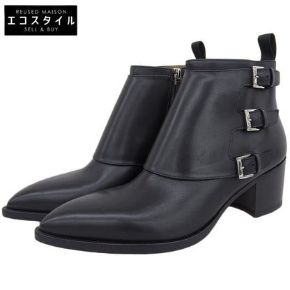 Christian Louboutin クリスチャンルブタン 新品同様 トリプルモンク ストラップ レザー ショート ブーツ シューズ メンズ ブラック 40 シューズ 40