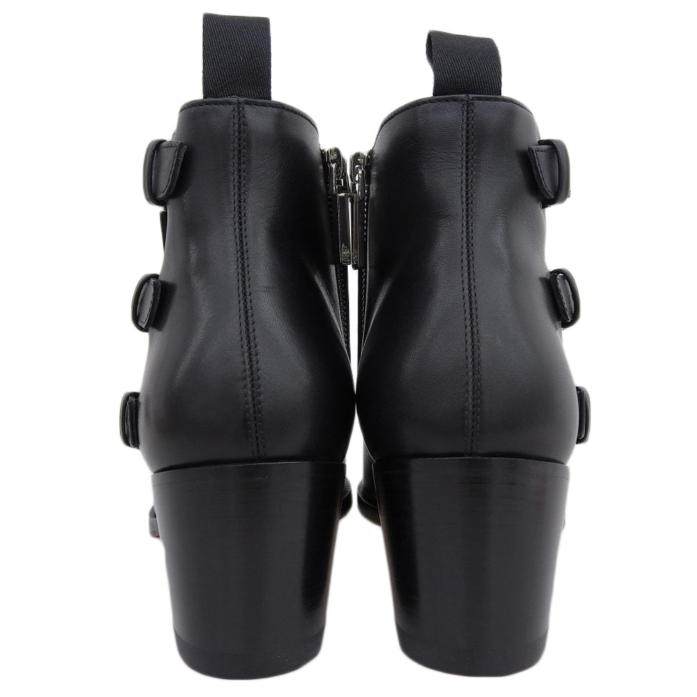 Christian Louboutin クリスチャンルブタン 新品同様 トリプルモンク ストラップ レザー ショート ブーツ シューズ メンズ ブラック 40 シューズ 40