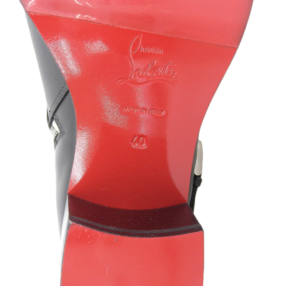 Christian Louboutin クリスチャンルブタン 新品同様 トリプルモンク ストラップ レザー ショート ブーツ シューズ メンズ ブラック 40 シューズ 40