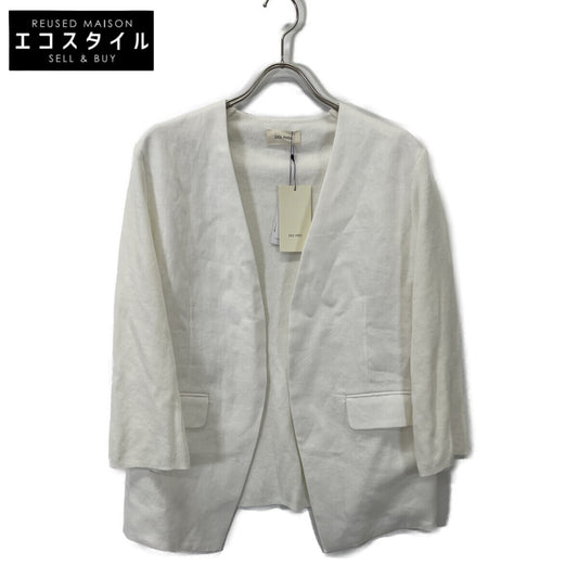 DES PRES デプレ 25SS 22-07-51-07209 ﾎﾜｲﾄ ﾘﾈﾝ100 ﾌｧﾌﾞﾘｯｸｺﾝﾋﾞ Vｶﾗｰｼﾞｬｹｯﾄ ジャケット F