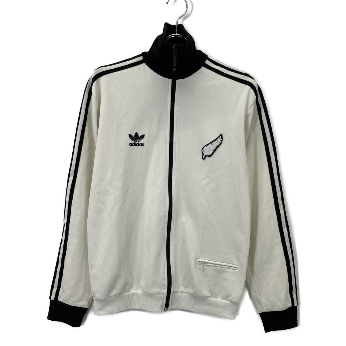 adidas アディダス ﾘﾐﾃｯﾄﾞｴﾃﾞｨｼｮﾝ 00s All Blacks刺繍 ﾍﾞｰｼﾞｭ×ﾌﾞﾗｯｸ ﾄﾚﾌｫｲﾙ ﾄﾗｯｸｼﾞｬｹｯﾄ ジャケット M
