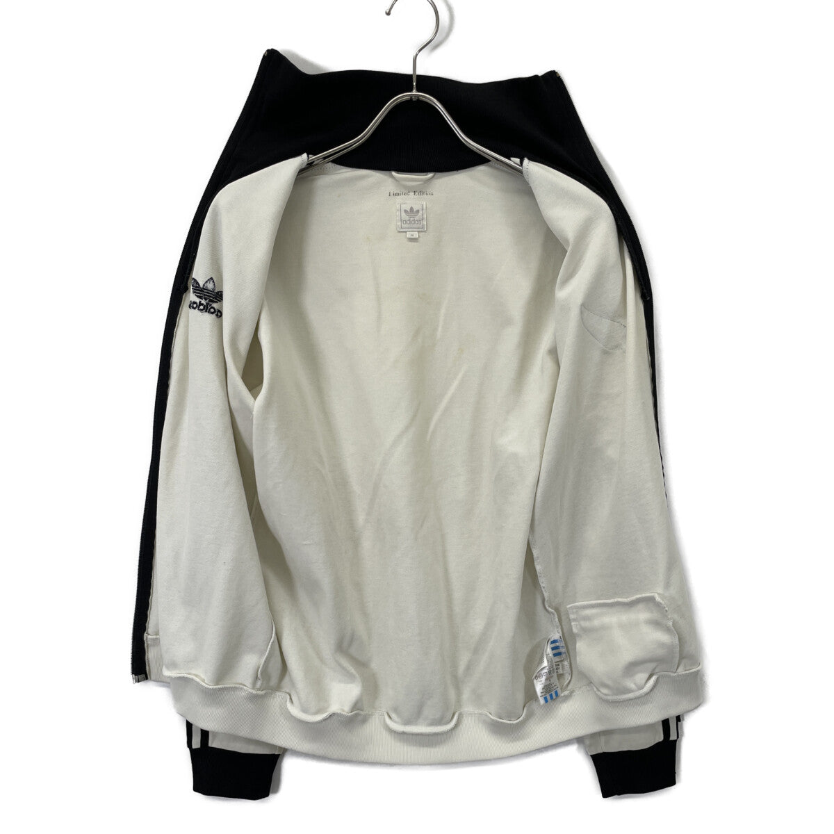 adidas アディダス ﾘﾐﾃｯﾄﾞｴﾃﾞｨｼｮﾝ 00s All Blacks刺繍 ﾍﾞｰｼﾞｭ×ﾌﾞﾗｯｸ ﾄﾚﾌｫｲﾙ ﾄﾗｯｸｼﾞｬｹｯﾄ ジャケット M