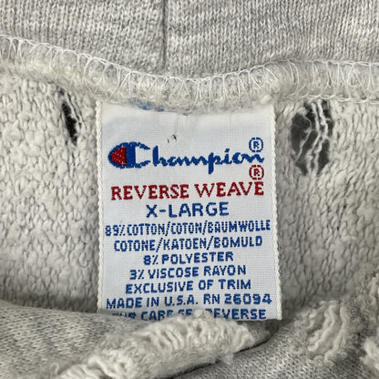 Champion チャンピオン 90's 刺繍ﾀｸﾞ ｸﾞﾚｰ U.S.NAVY ﾘﾊﾞｰｽｳｨｰﾌﾞﾊﾟｰｶｰ トップス XL