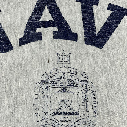 Champion チャンピオン 90's 刺繍ﾀｸﾞ ｸﾞﾚｰ U.S.NAVY ﾘﾊﾞｰｽｳｨｰﾌﾞﾊﾟｰｶｰ トップス XL