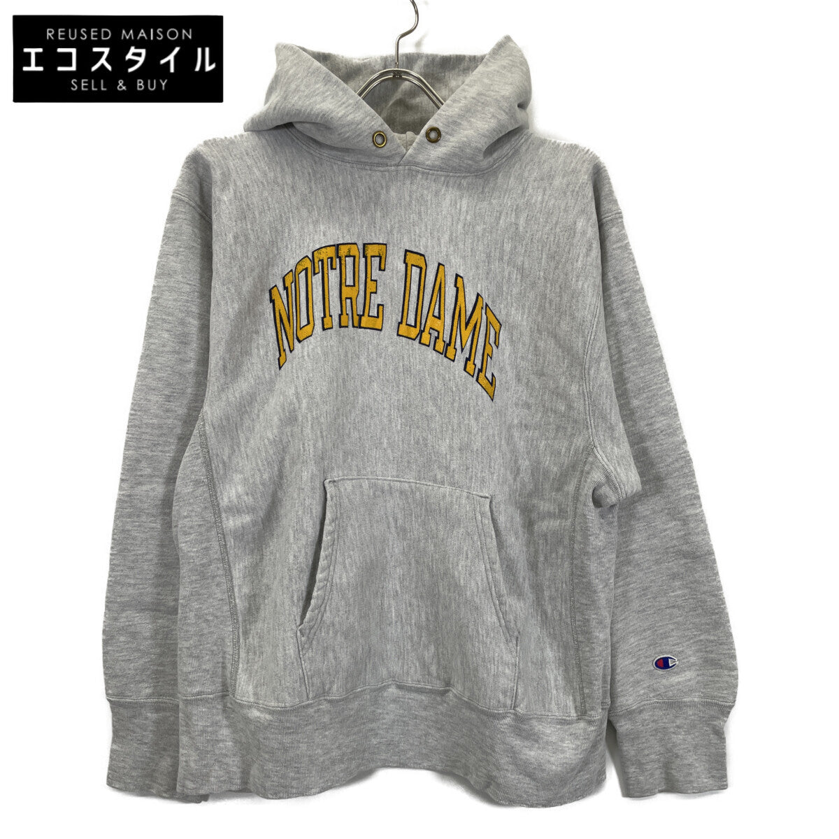 Champion チャンピオン 80's ﾄﾘｺﾀｸﾞ ｸﾞﾚｰ NOTRE DAME ﾘﾊﾞｰｽｳｨｰﾌﾞﾊﾟｰｶｰ トップス Ｌ