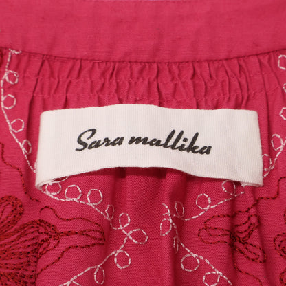 SARA MALLIKA サラ マリカ ﾋﾟﾝｸ Cotton Linen Diamond Aari Embroidery Dress ワンピース Ｓ