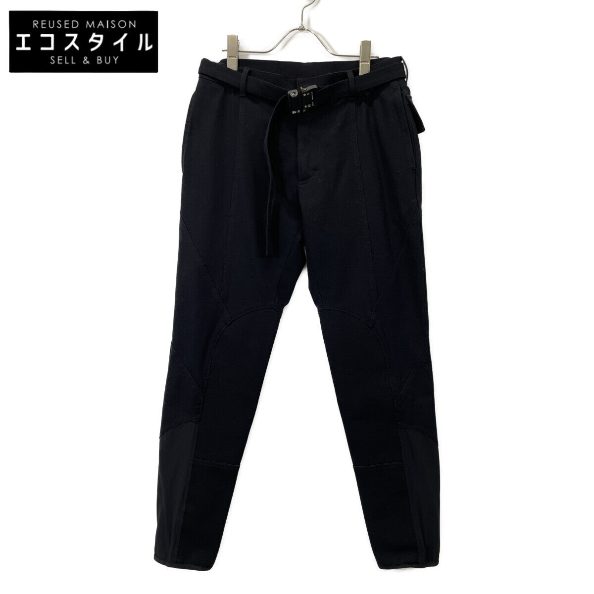 1017 ALYX 9SM アリクス ﾌﾞﾗｯｸ 切り返し ｺｰｽﾀｰﾊﾞｯｸﾙﾍﾞﾙﾄ ｽﾄﾚｰﾄﾊﾟﾝﾂ ボトムス 44