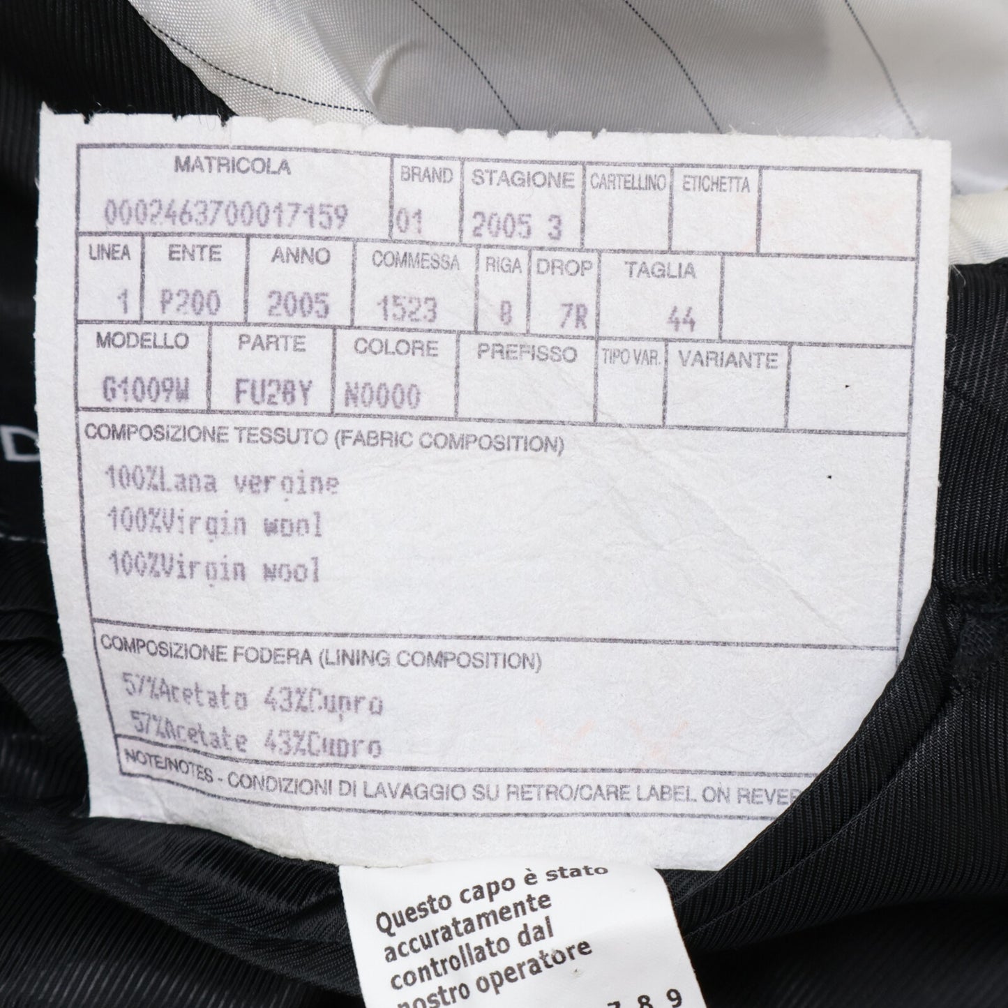 DOLCE&GABBANA ドルチェアンドガッバーナ 0002463700017159 ヴァージンウール センターベント 2Bテーラード ジャケット 44