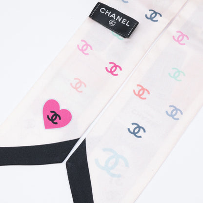 CHANEL シャネル 【新品同様】24C 24年クルーズコレクション ココマーク チケットデザイン シルク ヘアバンド スカーフ