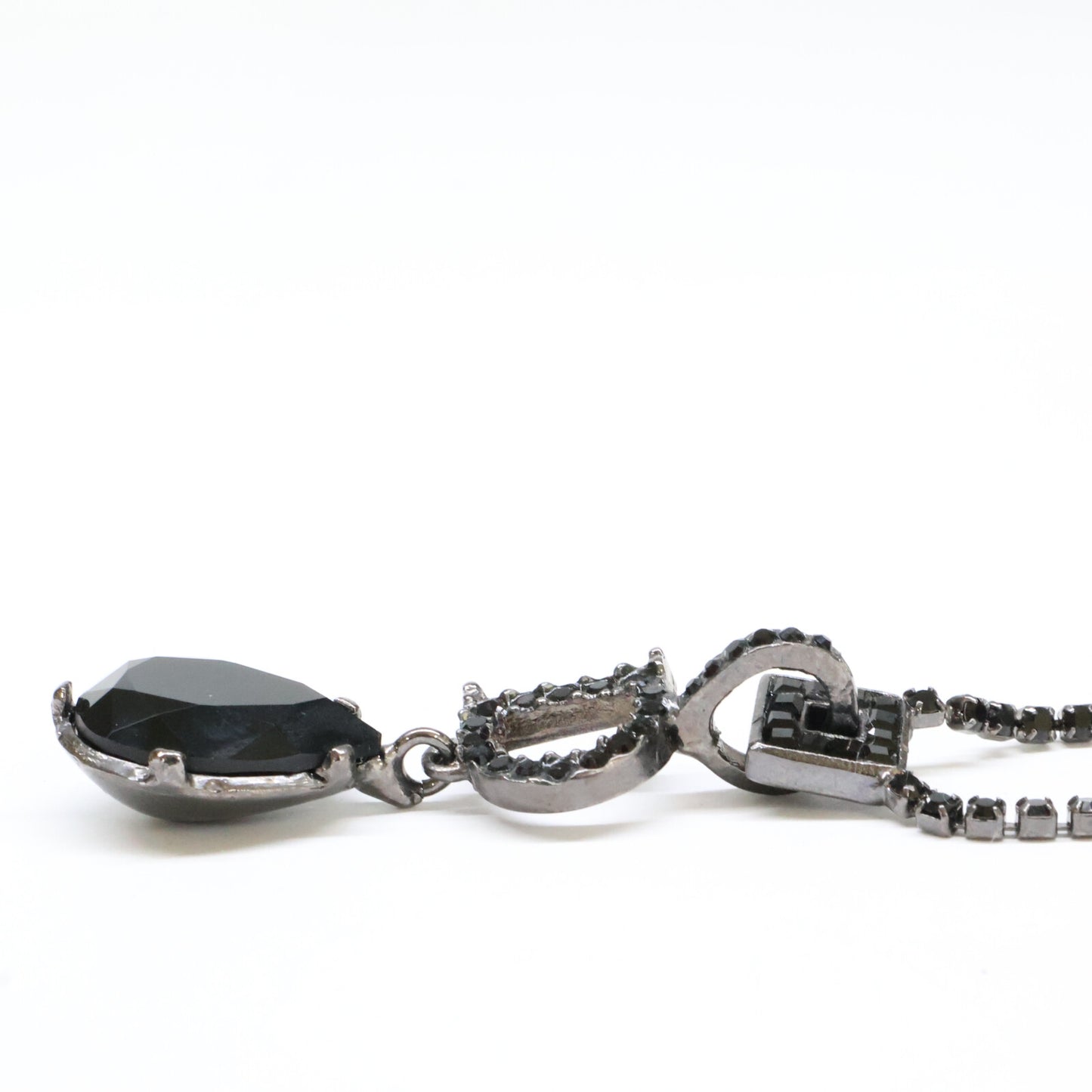 Christian Dior クリスチャンディオール Dモチーフ ティアドロップトップ ラインストーン チェーン ネックレス