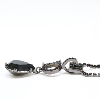 Christian Dior クリスチャンディオール Dモチーフ ティアドロップトップ ラインストーン チェーン ネックレス