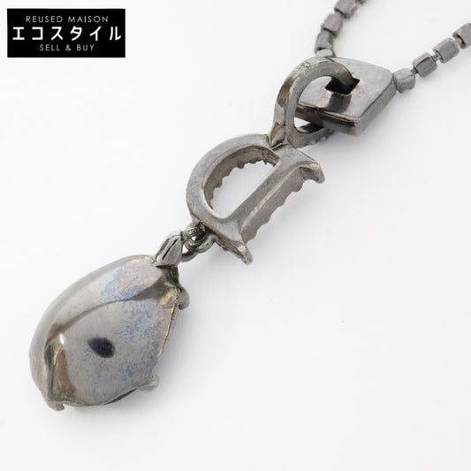 Christian Dior クリスチャンディオール Dモチーフ ティアドロップトップ ラインストーン チェーン ネックレス