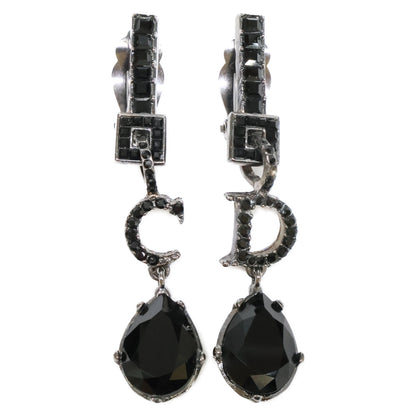 Christian Dior クリスチャンディオール ラインストーン CDモチーフ ティアドロップ イヤリング