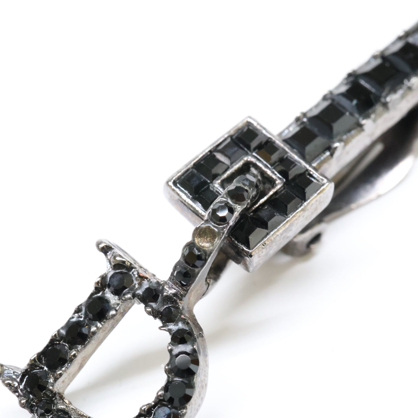 Christian Dior クリスチャンディオール ラインストーン CDモチーフ ティアドロップ イヤリング