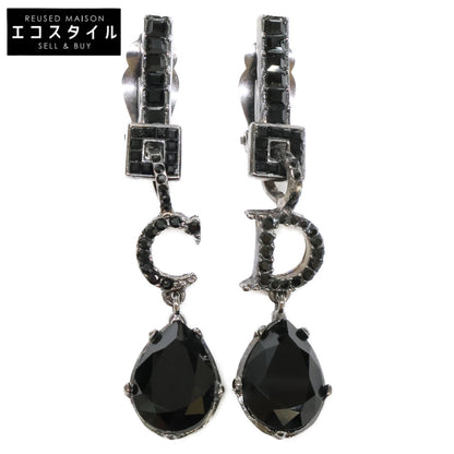 Christian Dior クリスチャンディオール ラインストーン CDモチーフ ティアドロップ イヤリング