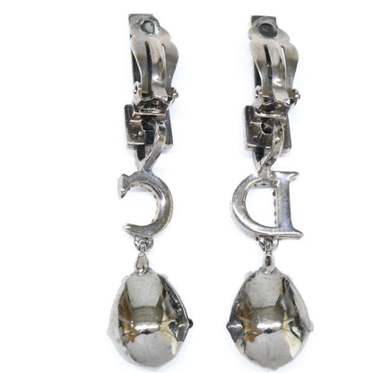 Christian Dior クリスチャンディオール ラインストーン CDモチーフ ティアドロップ イヤリング