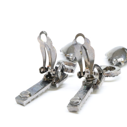 Christian Dior クリスチャンディオール ラインストーン CDモチーフ ティアドロップ イヤリング