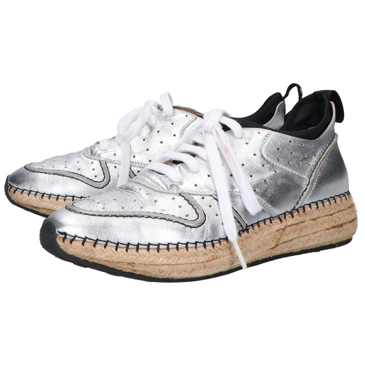 TOD'S トッズ 【新品同様】XXW29A0T690GLH1920 GOMMA RUN レザーｘラフィア エスパドリーユ ローカットスニーカー/ シューズ 37 1/2