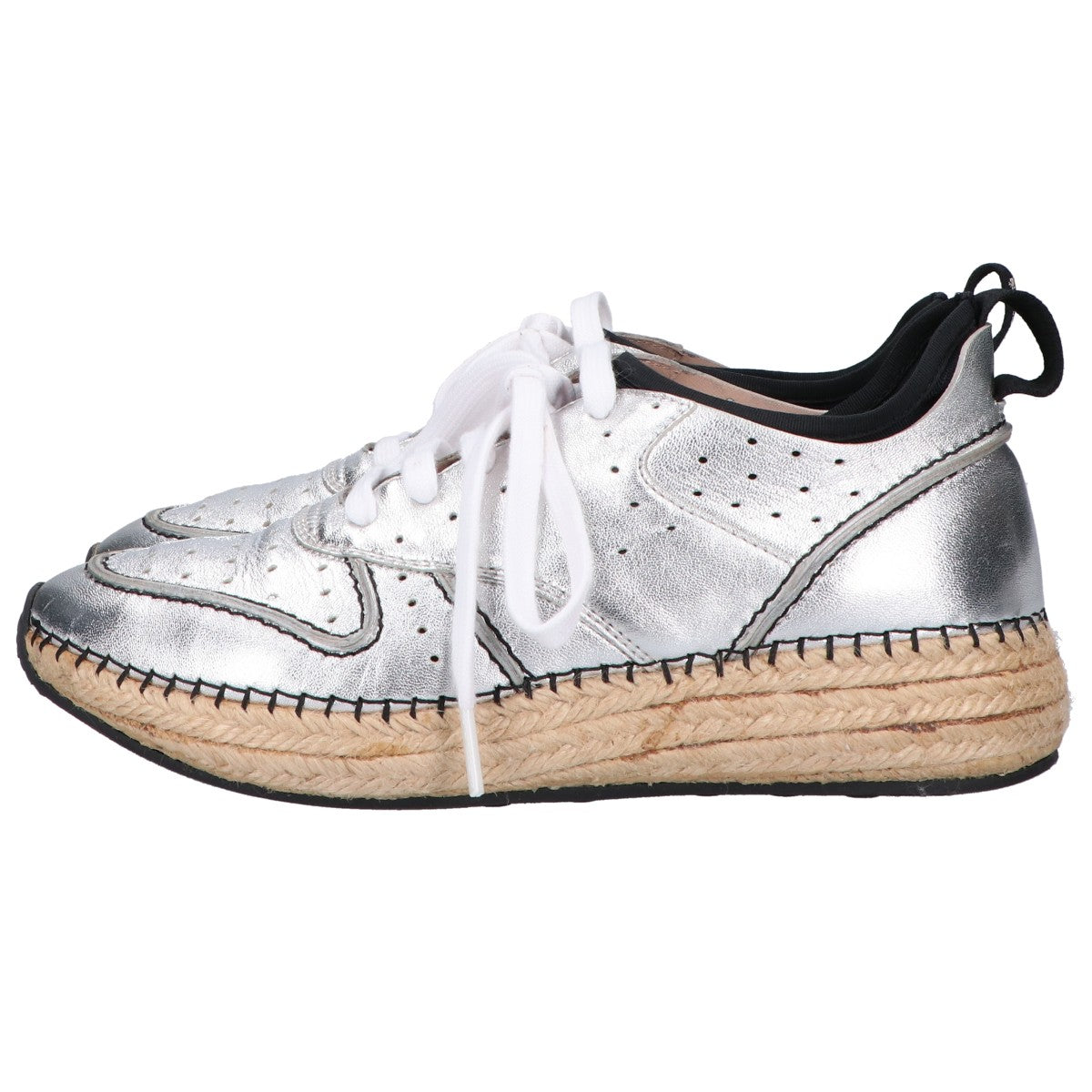 TOD'S トッズ 【新品同様】XXW29A0T690GLH1920 GOMMA RUN レザーｘラフィア エスパドリーユ ローカットスニーカー/ シューズ 37 1/2