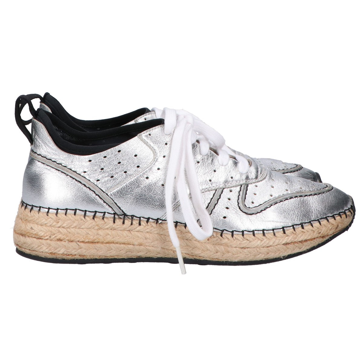 TOD'S トッズ 【新品同様】XXW29A0T690GLH1920 GOMMA RUN レザーｘラフィア エスパドリーユ ローカットスニーカー/ シューズ 37 1/2