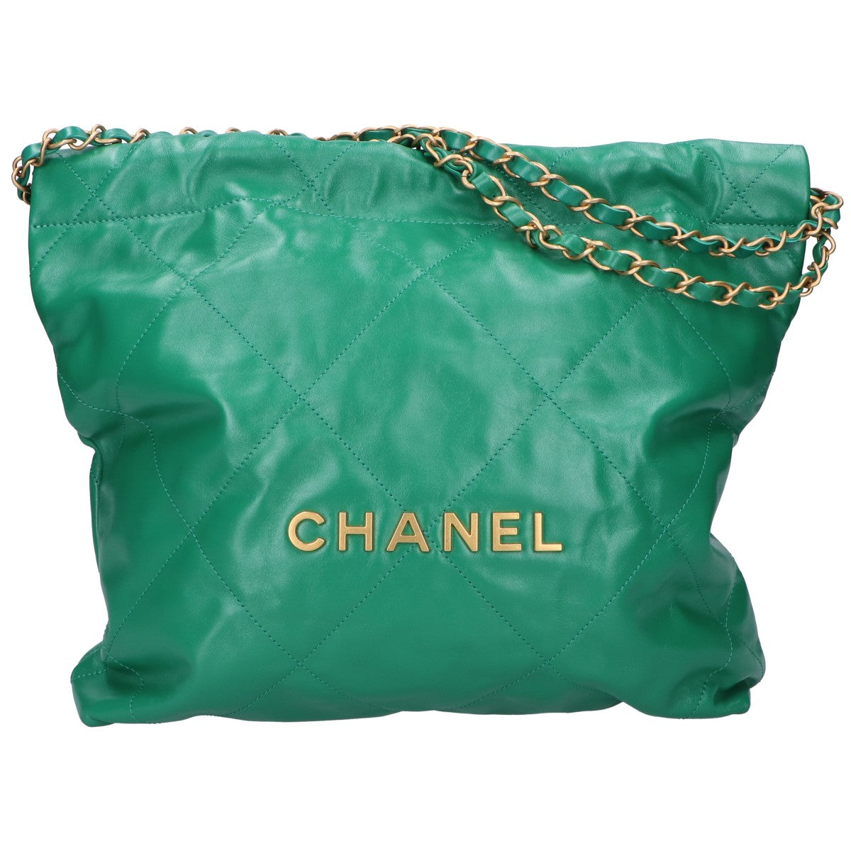 CHANEL シャネル 新品同様 AS3260 メタルプレート シャイニーカーフスキン ゴールド金具 シャネル22 スモール チェーン ショルダーバッグ