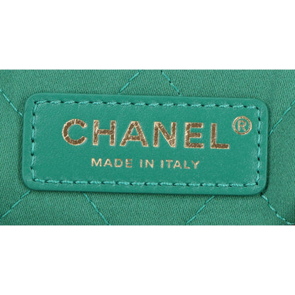 CHANEL シャネル 新品同様 AS3260 メタルプレート シャイニーカーフスキン ゴールド金具 シャネル22 スモール チェーン ショルダーバッグ